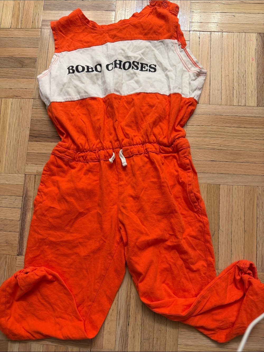 Bobo Choses Bright Orange & White Kids Romper